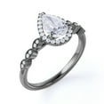 thumbnail image 4 of JeenMata 1.75 Carat Pear Cut Art Deco Ring - Wedding Ring - Halo Ring - Engagement Ring - Promise Ring - 18K Black Gold Plating over Silver, 4 of 7