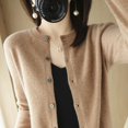 thumbnail image 1 of Pull à Manches Longues Col Rond pour Femmes Style Basique Manteaux Cardigan en Laine Tricoté Pull Vêtements Automne Vente Chaude, 1 of 7