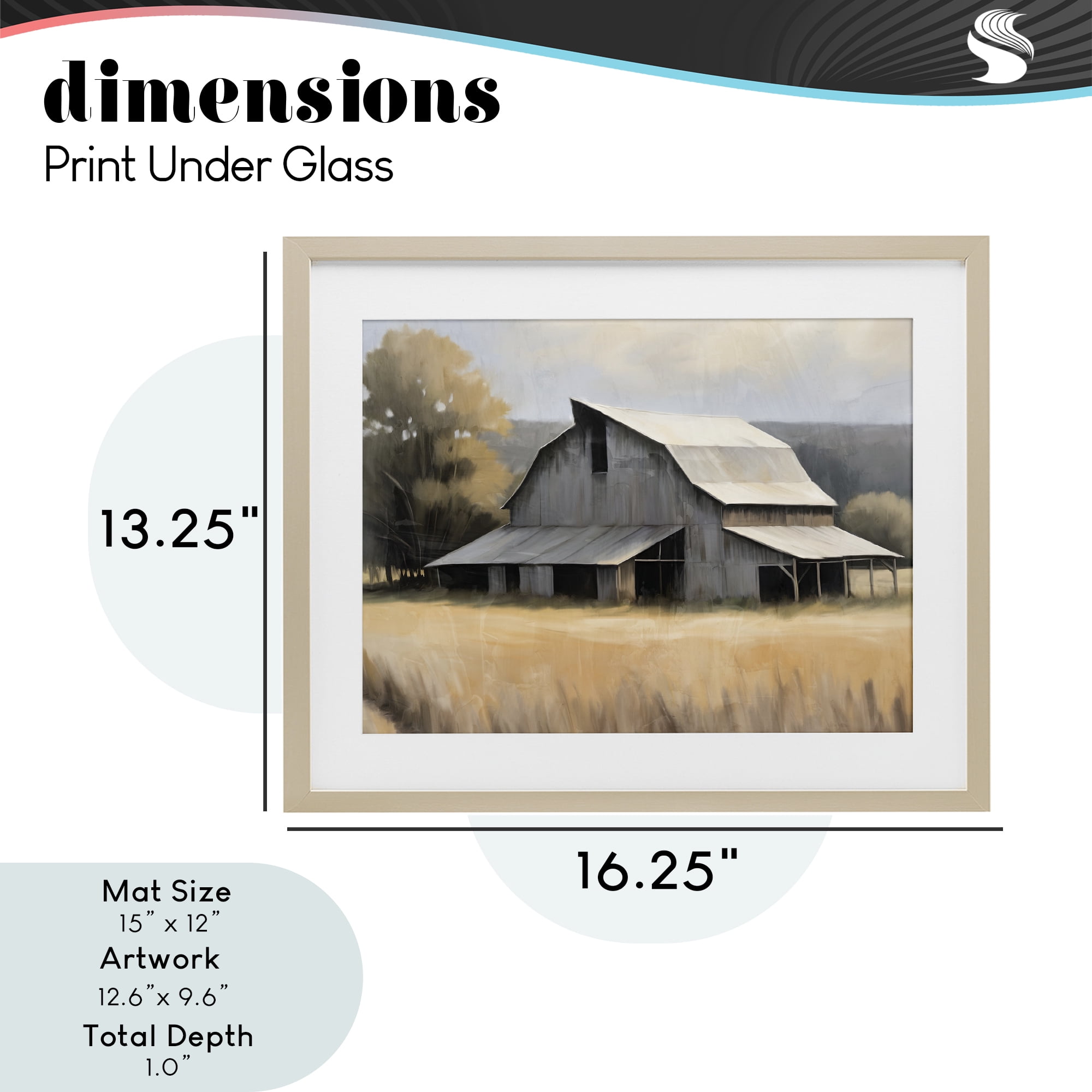 Stupell Industries In The Field Farm Structure Birch Framed Print Under Glass, design by Kim Allen