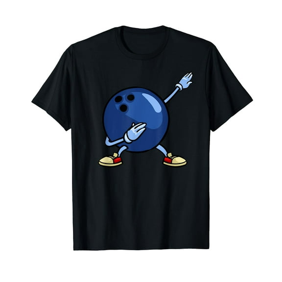 Bowling Ball Gift Pin Men Women Kids Youth Mom Alley Black T-Shirt Crew Neck Tee