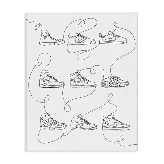 Stupell Industries Modern Line Doodle Sneakers Canvas Art, 16 x 20, by Kamdon Kreations