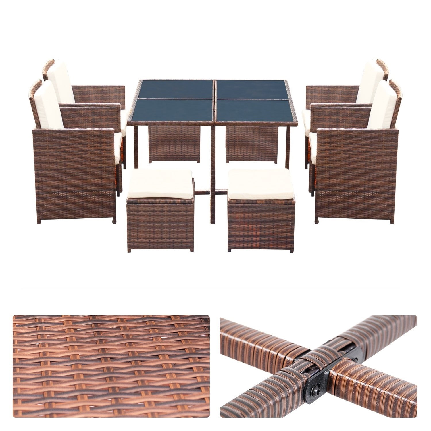 Lacoo 11 Pieces Patio Indoor Furniture Dining Set Patio Wicker