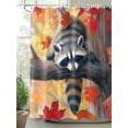 thumbnail image 3 of Fall Raccoon Animal Waterproof Fabric Shower Curtain, Orange Red Autumn Maple Leaf Shower Curtain for Bathroom Curtains Bathtubs Hotel Washable Shower Curtains with 12 Hooks Extra Long 72x84, 3 of 6
