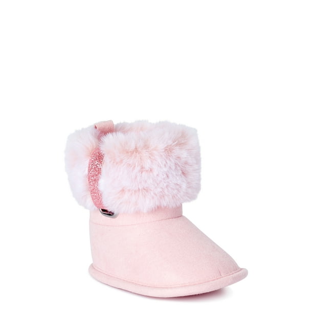 First Steps by Stepping Stones Infant Girls Faux Fur Buckle Soft Sole