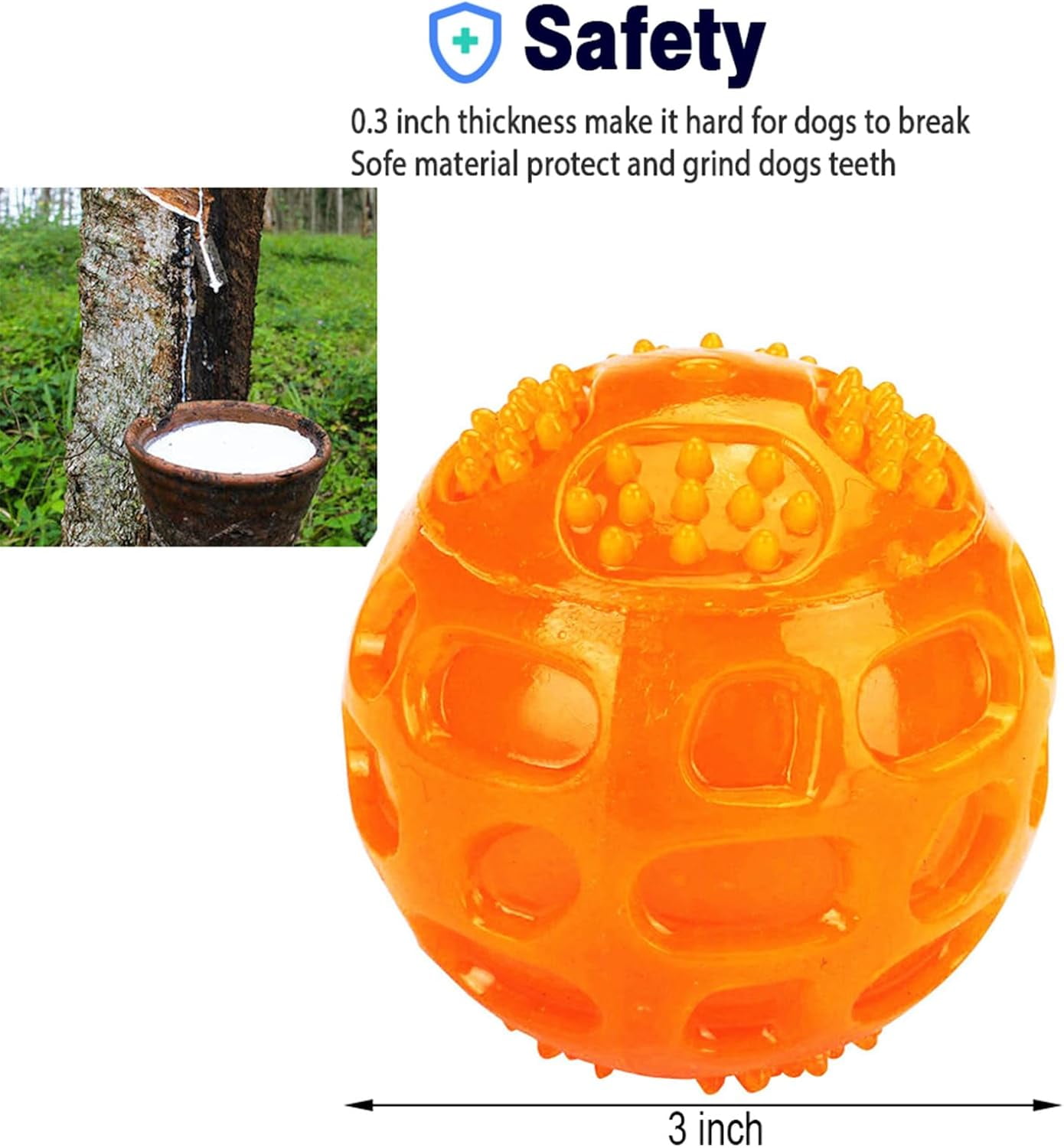Dog Squeaky Ball, Pet Squeak Chew Bouncy Rubber Toy Balls for Small Large Dogs Indestructible Exercise Training Playing