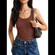 thumbnail image 3 of Camisetas Sin Mangas para Mujer, de Punto, con Cuello en U, Básicas e Informales de Verano. Marrón Oscuro L, 3 of 9