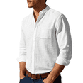 thumbnail image 1 of Camisa de y Algodón para Hombre, de Larga, Sin Cuello, Informal, con Botones, Transpirable, para Playa. S, 1 of 5