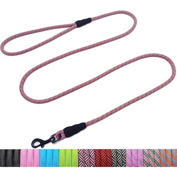 Eryueer 5ft Puppy Leash for Small Dogs, 1/4" Thin Rope Dog Leash with Easy to Use Hook, Lightweight Cat Leashes for Chihuahua/Yorkie/Toy Breed 10 Colors, Blue Orange