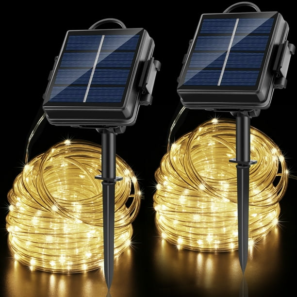 Solar String Lights Outdoor Rope Lights,2 Pack 400LEDs 2400mah