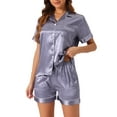 thumbnail image 1 of INSPIRAR CHIC Conjuntos de Pijamas para Mujeres de Manga Corta con Botones y Pantalones Cortos Conjuntos de Lounge S Púrpura Claro, 1 of 5