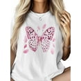 thumbnail image 2 of Women's T-Shirt Pink Leopard Print Bow Short Sleeve Casual Tee Classic Crew Neck T Shirt for Women White, 4XL, 2 of 7