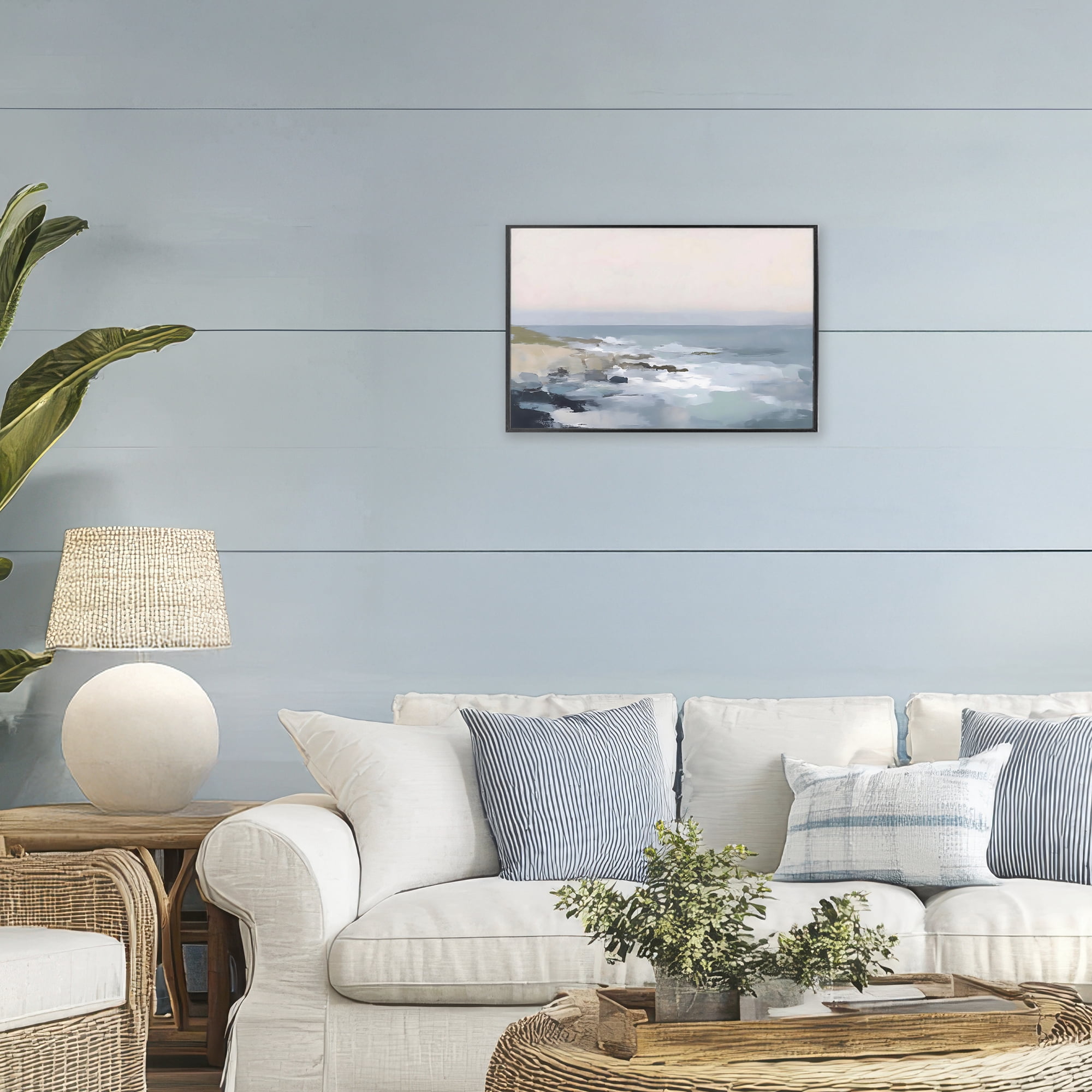 Stupell Industries Serene Coastal Ocean Scene Black Framed Giclee Art, design by Creative Studio