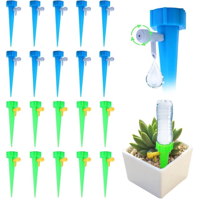 Sistemas de riego automático de 20 piezas, kit de riego por goteo con sistema de riego de liberación lenta, aspersor automático de plantas para jardín interior y exterior (20 P