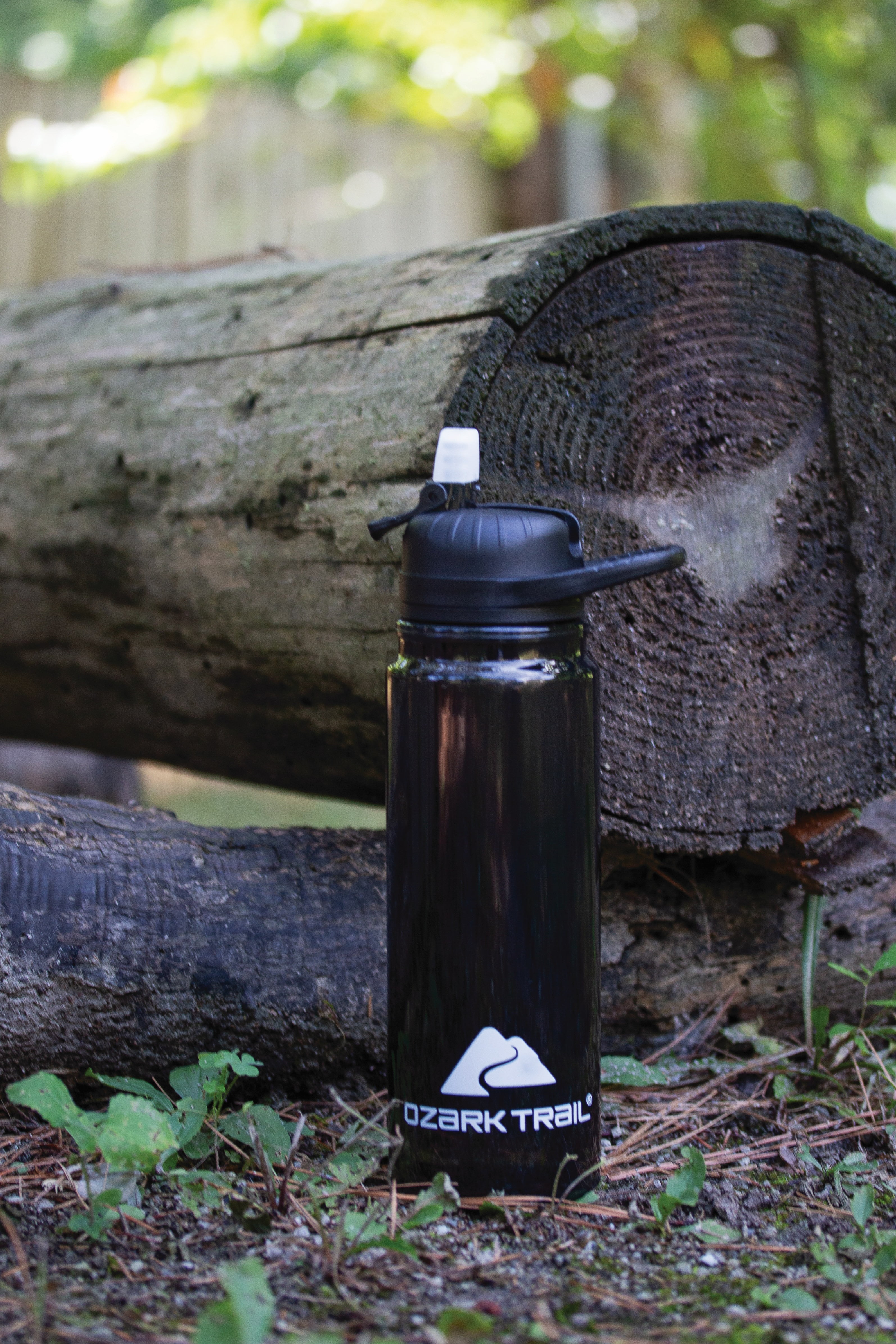 (3 pack) Ozark Trail 24-Ounce Double-Wall Tritan Water Bottle with Flip Straw Lid, Grey