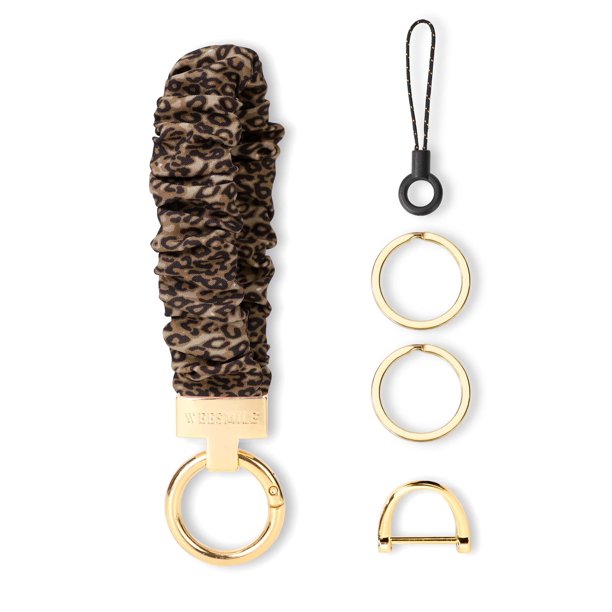 Llavero de pulsera WEESMILE para llaves de coche con anilla en D, diseño de leopardo