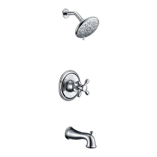 Anzzi SH-AZ033 Mesto Series Single Handle Wall Mounted Showerhead & Bath Faucet Set in Polished Chrome