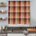thumbnail image 5 of Red Brown Plaid Sheer Curtains 45 Inches Long, Modern Abstract Ombre Gingham Checkered Light Filering Curtains, Breathable Simi Curtain Privacy Drapes for Kitchen Bathroom Small Window Treatment, 5 of 9