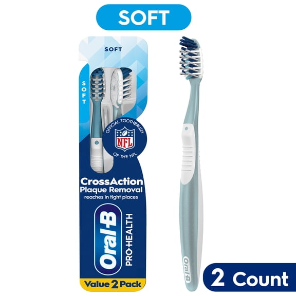 Oral-B PRO-HEALTH CrossAction Toothbrush, NFL, Soft 2 Count