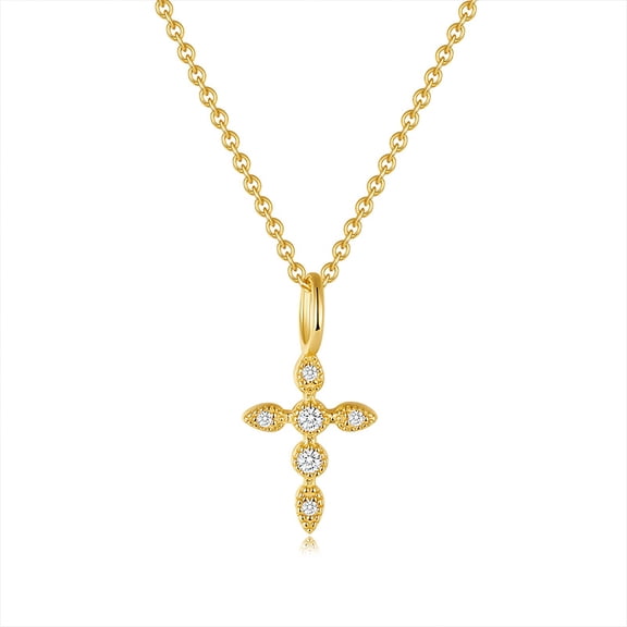 Leander 925 Sterling Silver Moissanite Cross Pendant Necklace, Diamond-Encrusted, Simple and Exquisite, Women's Necklace