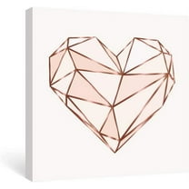 Pink Wall Art Bedroom Modern Pictures Fashion Canvas Prints Rose Gold Paintings Geometric Love Framed Artwork Teen Girls Dorm Decorations,12x12 in