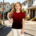 thumbnail image 6 of ATOGUTA Girls Tee Shirts Graphic Tees Short Sleeve Tshirts Crewneck Cute Summer Casual Basic Tops for Kids Teen Size 4T-15, Wine, 6 of 6