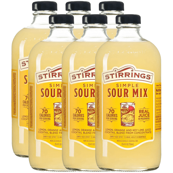 Stirrings Simple Sour Cocktail Mix 750ml Bottles - Real Juice No Preservatives - 90 Calories - Drink Mixer