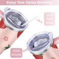 thumbnail image 5 of 40oz Cute Red Strawberry Stainless Steel Flip Straw Tumbler Spill Proof Travel Cup Double Wall Vacuum Insulated Coffee Mug with Top Handle, 5 of 6
