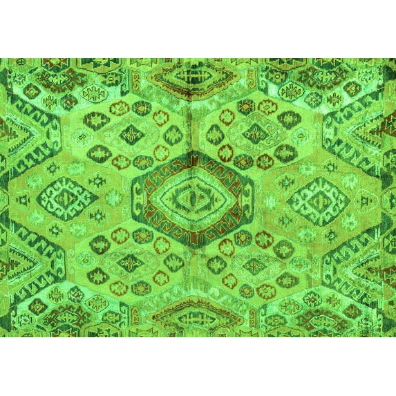 Ahgly Company Indoor Rectangle Abstract Green Modern Area Rugs, 7' x 10'