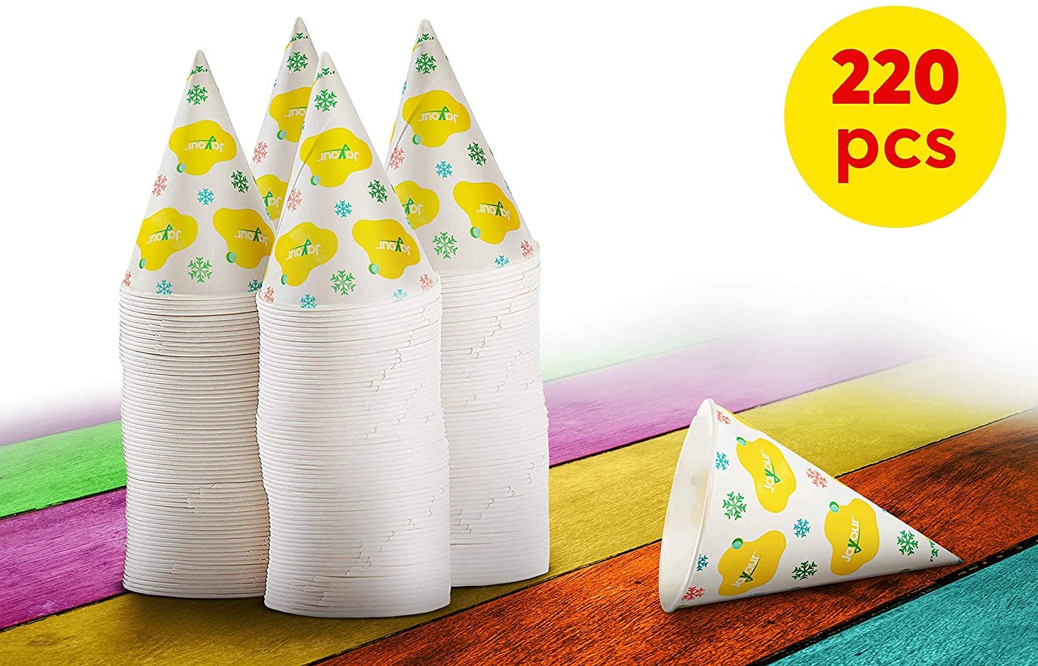220 Snow Cone Cups 6oz Size Disposable Paper Leak Proof Wax Coating For Shaved Ice