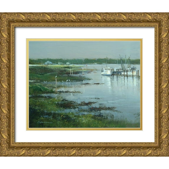 Bansemer, Roger 32x26 Gold Ornate Wood Framed with Double Matting Museum Art Print Titled - Oyster Beds