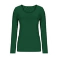 thumbnail image 3 of aidice Going out Tops for Women Casual Scoop Neck Long Sleeve Comfy Slim Fitting Solid Color Tee Shirts, 3 of 5