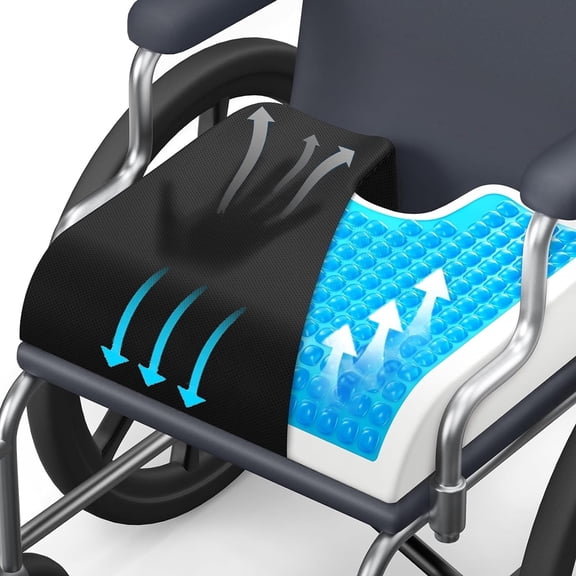Gel Wheelchair Seat Cushion for Pressure Relief,Ergonomic Coccyx Cushion for Tailbone Pain,Waterproof Anti-Slip Office Chair Pad for Long Sitting