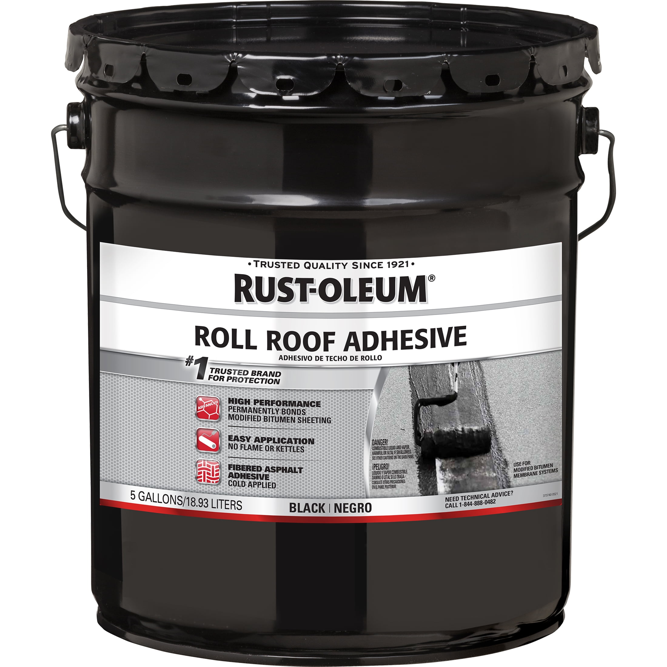 Black, Rust-Oleum Roofing Roll Adhesive - 347432, 5 Gallon- 1 Pack