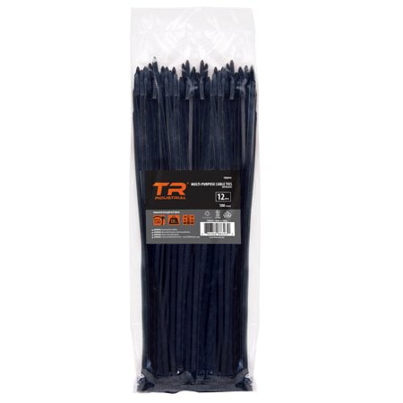 TR Industrial Attaches de Câble Noires Polyvalentes Résistantes aux UV, 12 Pouces, Lot de 500