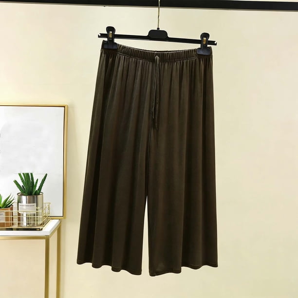 TaTaai Women's Drawstring Lounge Pants Elastic Waist Capri 7/8 Length Relaxed Fit Casual Home Soft Non See Through Bottoms Daily Wear Machine Washable Gift