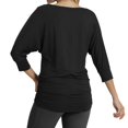thumbnail image 3 of Blusa para Mujer con Mangas 3/4 y Frunces Laterales en Negro, 3 of 5