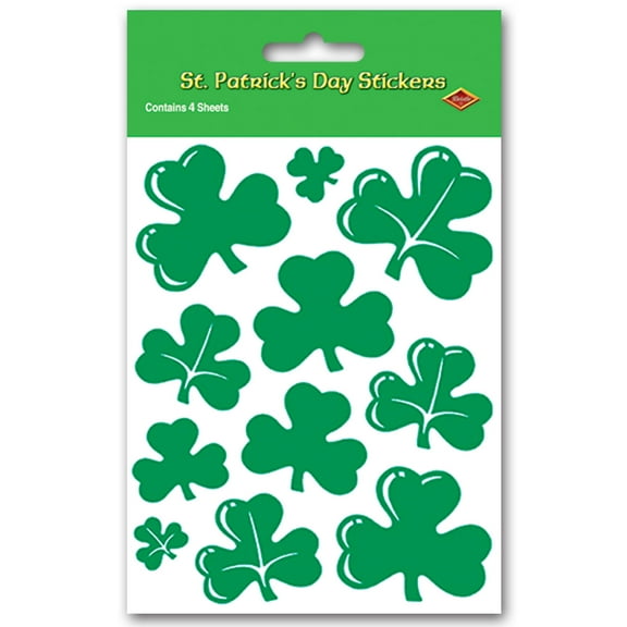 Beistle - Shamrock Stickers - 4¾" x 7½" - Pack of 12