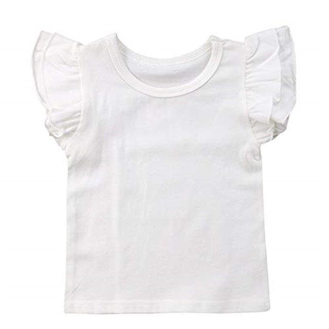 EYIIYE Baby Girl Ruffle Sleeve T-Shirt Top Basic Tee Summer Outfit