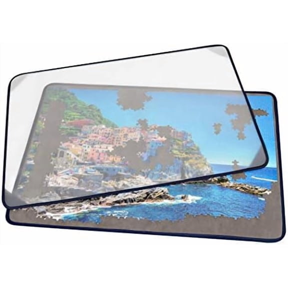 Jigsaw Puzzle Board Portable Puzzle Mat with Dustproof Cover for Puzzle Storage Saver, Non-Slip Surface, Up to 1000 Pieces (Gray)