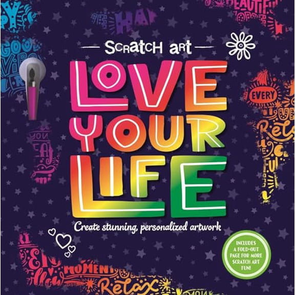 Pre-Owned Scratch Art: Love Your Life-Adult Scratch Art Activity Book: Includes Scratch Pen and a Fold-Out Page for More Scratch Art Fun!, 9781839036217, 1839036214, Paperback,
