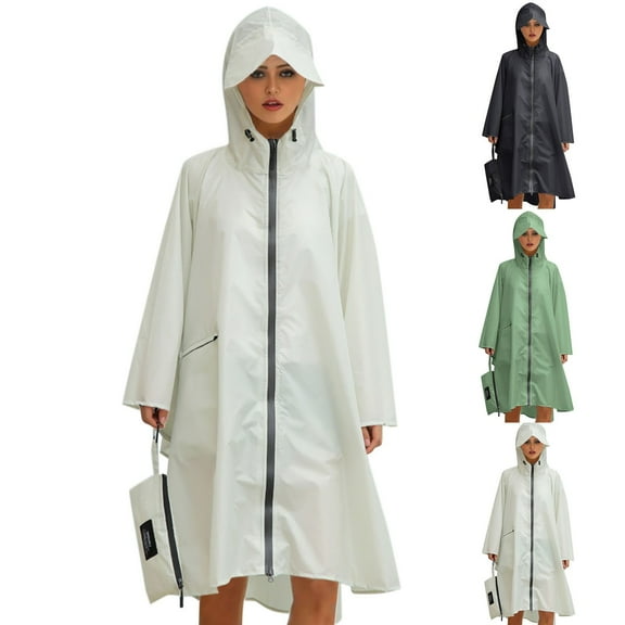 Rain Coats Coat Hooded Rain Raincoat Teens for Adults Uni with Pockets Jacket Fashion Black Rain Poncho L
