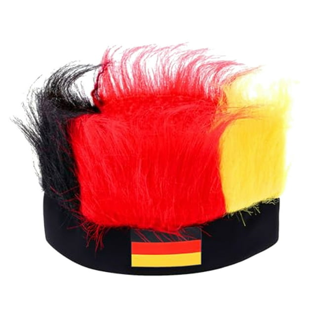German Cup Fan Wig Hat with National Flag Design for Football Supporters and Party Enthusiasts