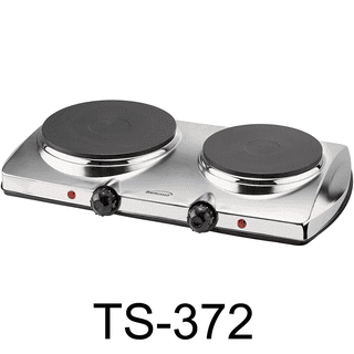 Hot Plate, CUSIMAX 1800W Infrared Double Burner, Ceramic Glass Cooktop,  Cooking Electric Heating Plate, Easy to Clean, Stainless Steel, Silver