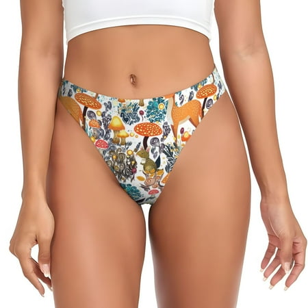 Adobk Abstract Plants Mushroom Deer Print Seamless Women Underwear Thongs No Show Ladies Thong No Line Breathable Comfortable Panties Undies for Women-X-Large