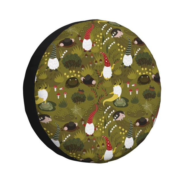 Balery Gnomes Playing in the Garden Cubiertas para Neumáticos - Protector Resistente para Neumáticos de Camioneta, SUV, Remolque, Camper y RV-17 inch