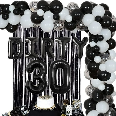 Décorations de 30e anniversaire pour lui Kit d'arche de guirlande de ballons  noirs et blancs 