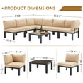 thumbnail image 2 of YODOLLA Ensemble de Meubles d'Extérieur en Métal 7 Pcs Ensemble de Conversation de Patio avec Table Basse, Beige, 2 of 7