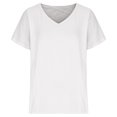 thumbnail image 4 of Jacenvly 2024 new plus size womens clothes Fashion Women's Summer Short Sleeve Casual T-shirt Blouse breathable Solid v neck t shirts t-shirts womens summer White, 4 of 6