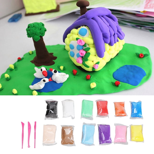 Air Dry Clay, Foam Clay Hand Made DIY 12 Color Develop Children's Potential For Kids
