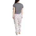 thumbnail image 3 of Hanes Women's Soft Retro Short Sleeve Top and Jogger Sleep and Lounge Set, Grey/Dotty Dogs, X-Large, 3 of 4